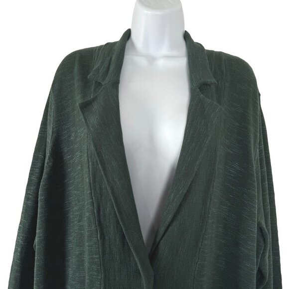 J. Jill Textured Sweater Blazer Jacket Womens 2X Green Cotton Acrylic CJ-1837 - Picture 3 of 10